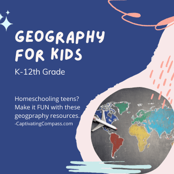 image of challk drawing of world map with text overlay Geography Resoruces for Kids K-12th grade fromwww.captivatingcompass.com