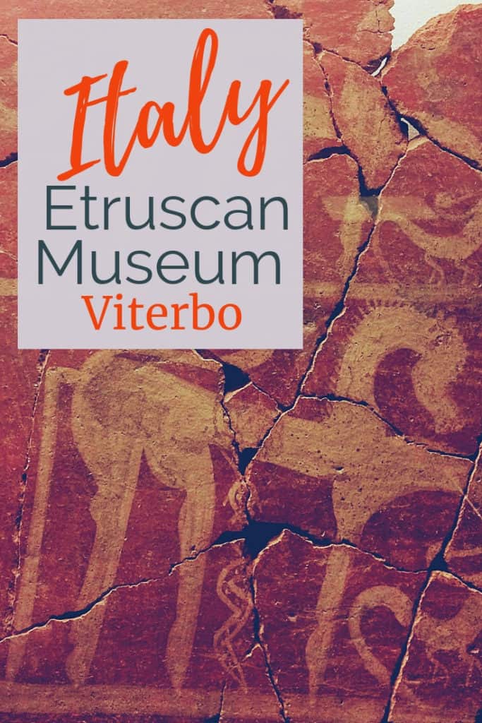 Image of Etruscan artifact from Etruscan Museum in Viterbo with text overlay - Etruscan Museum, Viterbo Italy