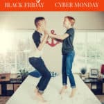 kids jumping on bed with text overlay Black Friday Cyber Monday Digital Homeschool Sale