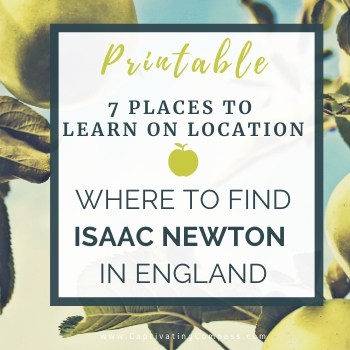 image of apple tree with text overlay. Where to find Isaace Newton in England