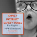 Image of child with glasses looking at computer screen with text overlay.Family Internet Safety Tools. Download Now.