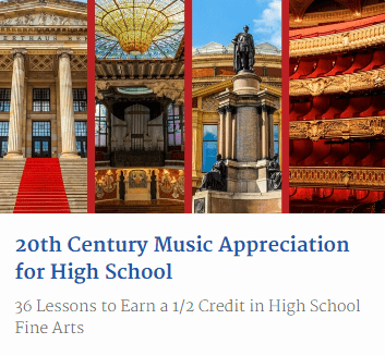 Image of online course "20th Century Music Appreciation" by Music in Our HOmeschool on ww.captivatingcompass.com