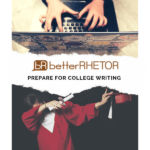 Image of computer and graduate student"dabbing" with text overlay Prepare for College Writing a review by www.CaptivatingCompass.com