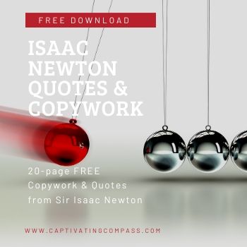 image of pendulum with text overlay. Isaacn Newton Quotes & Copywork: 20-page FREE copywork and quotes Sir Isaac Newton at www.captivatingcompass.com