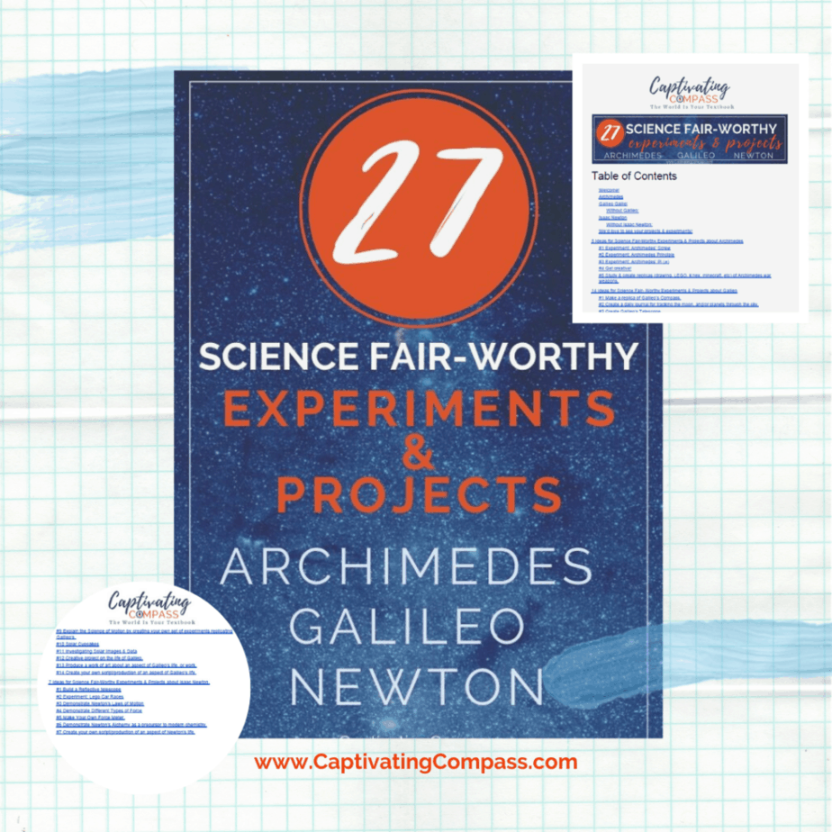 image of graph paper with text overlay. 27 Science Fair Worthy experiments & projects from CaptivatingCompass.com