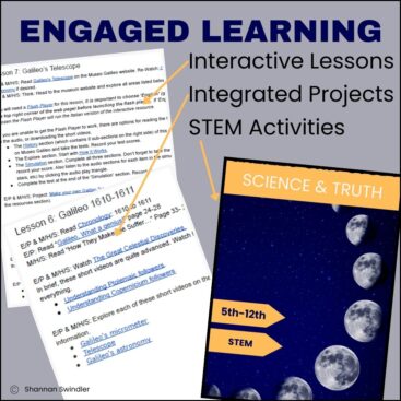 image of Engaged learning activities in the Galileo Unit Study: Science & Truth . STEM Lessons for 5th-12th grades