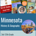 collage image of items included in the Minnesota State Study pack from CaptivatingCompass.com