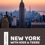 images of New York with text overlay NewYork with Kids & Teens from CaptivatingCompass.com