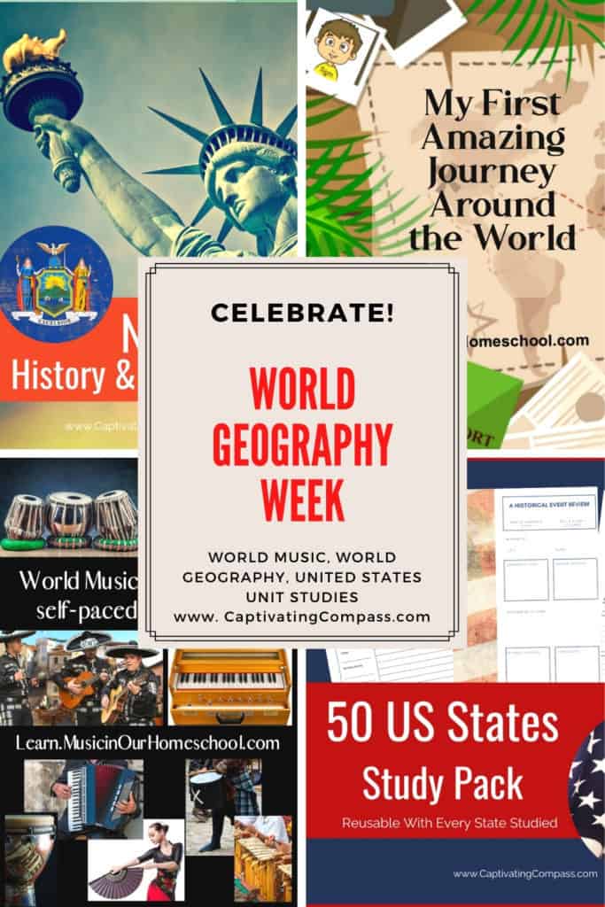 Celebrate World Geography With These Awesome Courses! Homeschool, travel, and learn with World Music, USA State Study Packs, & World Geography from CatpivatingCompass.com