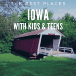 image of Iowa landscape & barn with text overlay Iowa with Kids & Teens. Homeschool travel and learn with CaptivatingCompass.com