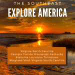 image of landscape in Southeast United States of America with text overlay. Explore America: The Southeast Region 12 USA State Studies mega bundle from CaptivatingCompass.com