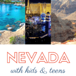 image of nevada ladscape with text overlay Nevada with Kids & teens . Homeschool, travel & learn with CaptivatingCompass.com