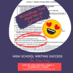 image of WriteShop workshett with text overlay, WriteShop, You had me at Lesson 1. Highschool Writing Succes the easy way. A curriculum review by CaptivatingCompass.com