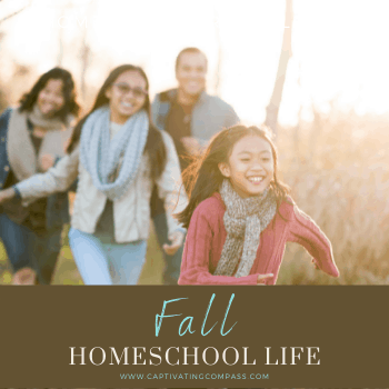 image of family enjoying Fall homeschool life at www.captivtingcompass.com