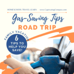 image of had hand holding gas pump fill ing aa car gas tank witht ext overlay. 6 Gas saving tips for your ext family vacation road trip from captivatingcompass.com