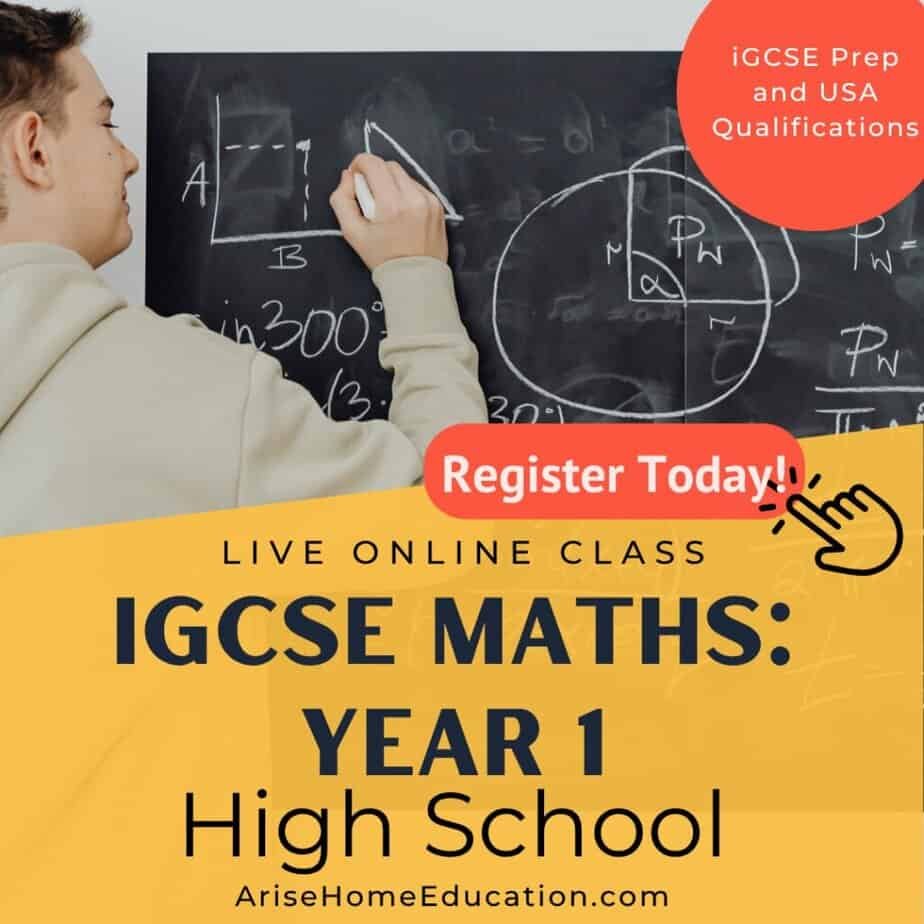 image of IGCSE Maths Year 1 from AriseHOmeEducation.com on partnership with CaptivattingCompass.com