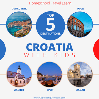 image of croatia with text overlay. Homescool Travel Learn with CaptivatingCompass.com