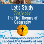 image with text overlay: Let's Study 5 Theme of Geography from captivatingcompass.com