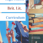 image of students raisingscrolls and tossing graducation caps with text overlay: Highschool Brit Lit Curriculum Online Courses from www.captivatingcompass.com