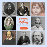 colloage image of famous authors with tesxt overlay. Discover famous people in history by reading the works of famous authors every teen should know from www.captivatingcompass.com