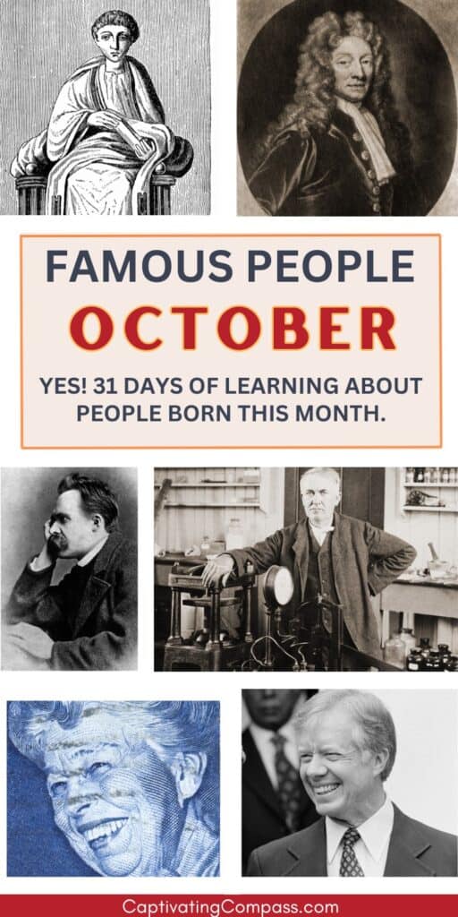 image of famous people born in October included in the October Famous People unit study from CaptivatingCompass.com