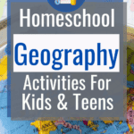 image of globe with text overlay. Homescool geography activities for kids and teens from CatpivatingCompass.com