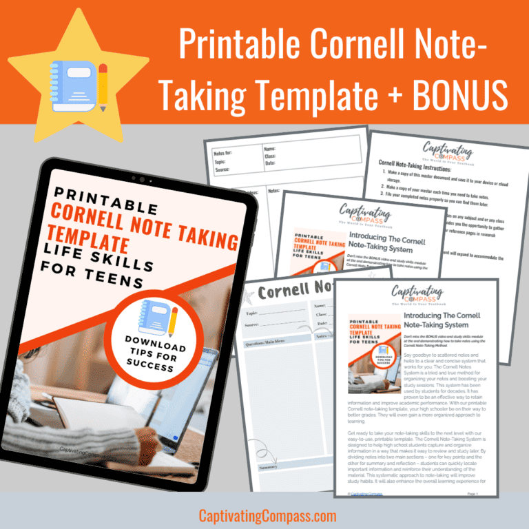 Printable Cornell Note-Taking Template Pack | Captivating Compass