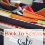 desk organizer with text overlay 'back to school sale digital homeschool'deals